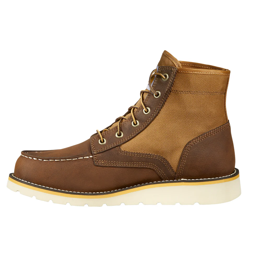 6-INCH NON-SAFETY MOC TOE WEDGE BOOT - BRN-Brown Leather And Tan Duck | Carhartt FW6035-M - Image 3
