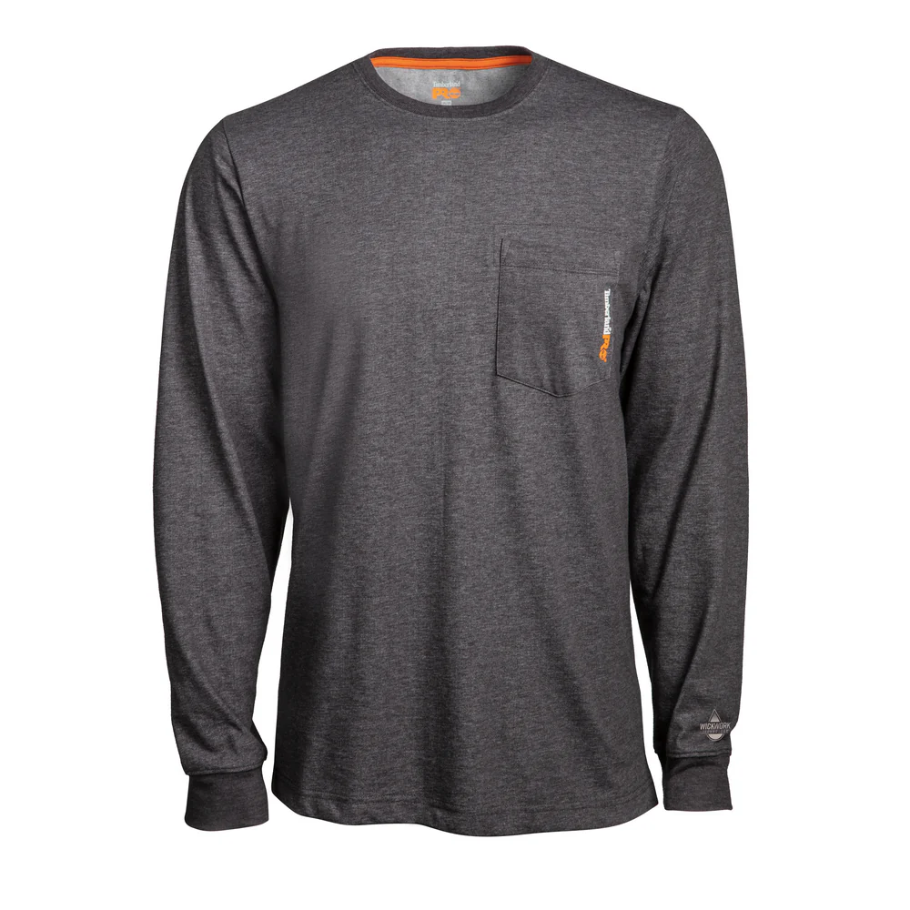 BASE PLATE BLENDED LONG-SLEEVE T-SHIRT (BIG/TALL) - 013-Dark Charcoal Heather | Timberland PRO TB0A1OZ9