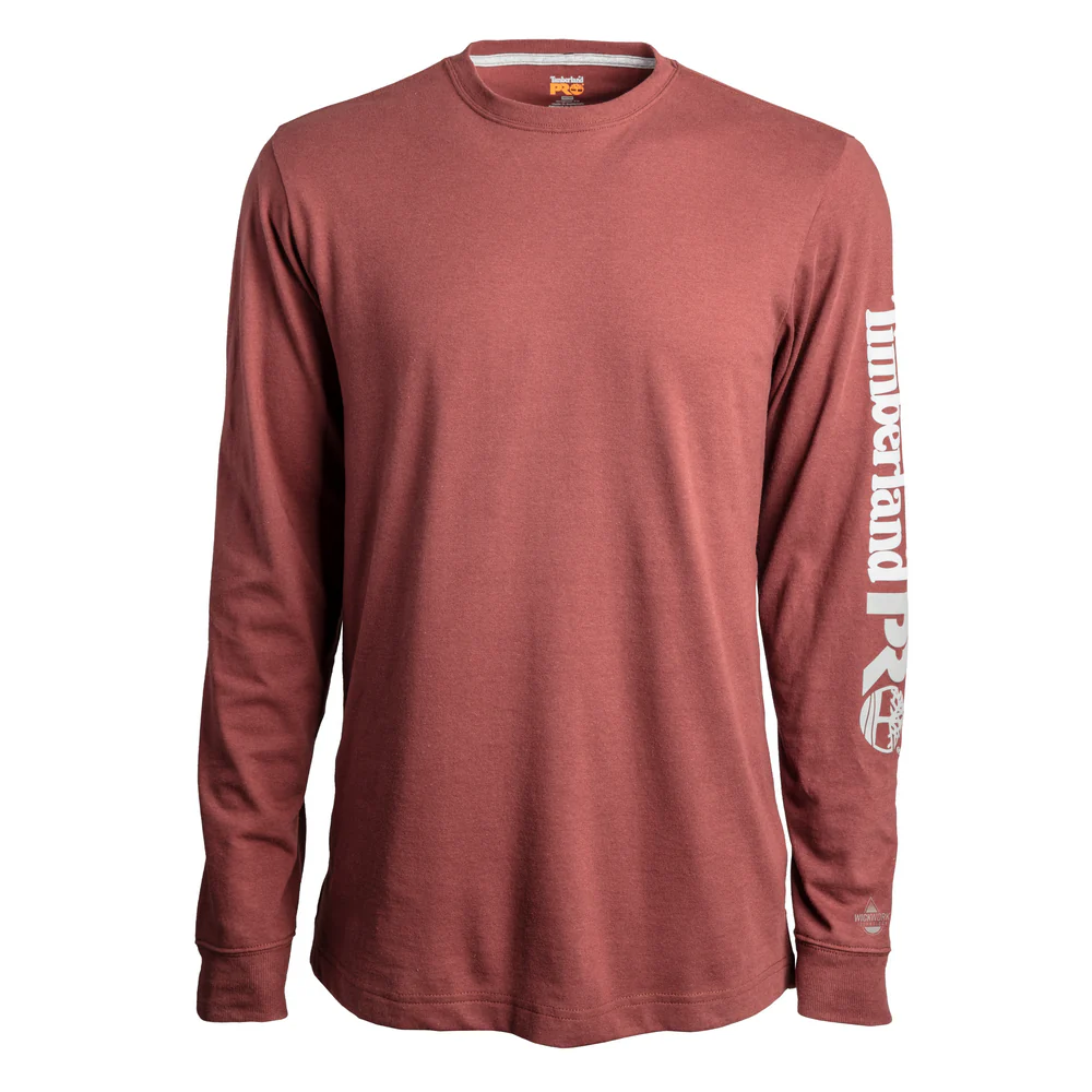 BASE PLATE BLENDED LONG SLEEVE T-SHIRT WITH LOGO - 644-Maroon | Timberland PRO TB0A1HRV