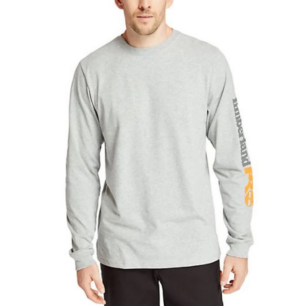 BASE PLATE BLENDED LONG SLEEVE T-SHIRT WITH LOGO - C81-Light Grey Heather | Timberland PRO TB0A1HRV