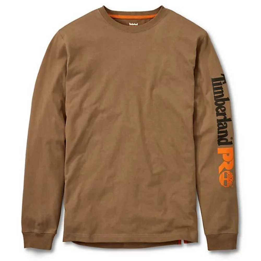 BASE PLATE BLENDED LONG SLEEVE T-SHIRT WITH LOGO - D02-Dark Wheat | Timberland PRO TB0A1HRV