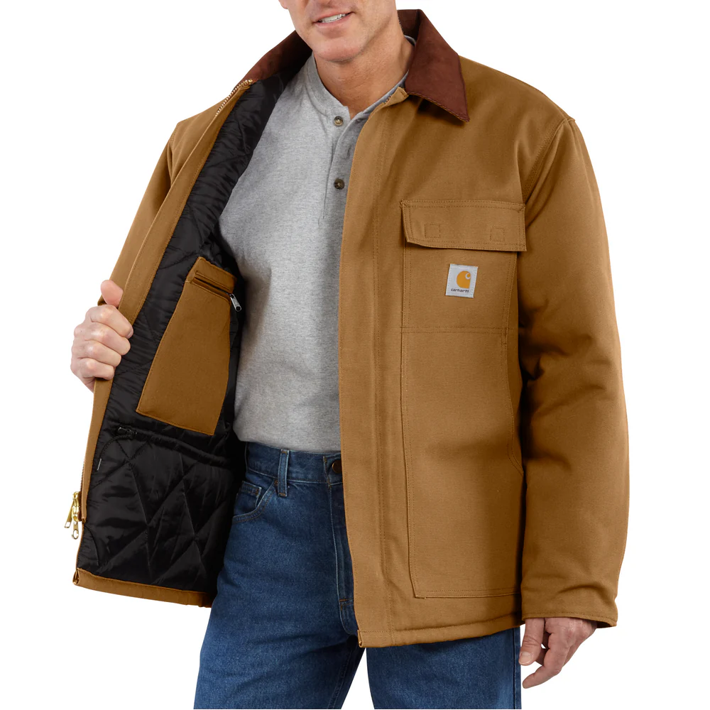 C003 Loose Fit Firm Duck Insulated Traditional Coat - BRN-Carhartt Brown | Carhartt 106674 - Image 2