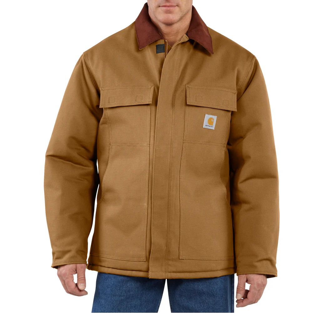 C003 Loose Fit Firm Duck Insulated Traditional Coat - BRN-Carhartt Brown | Carhartt 106674 - Image 3