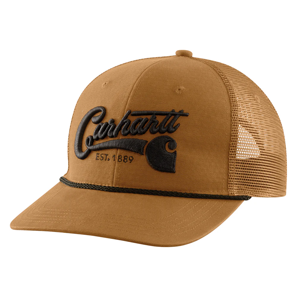 Canvas Mesh-Back Script Cap - BRN-Carhartt Brown | Carhartt 106344 - Image 2