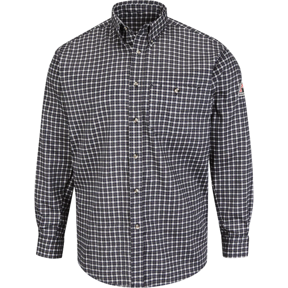 EXCEL FR PLAID DRESS SHIRT - HN-Hunter Navy Plaid | Bulwark SLG8
