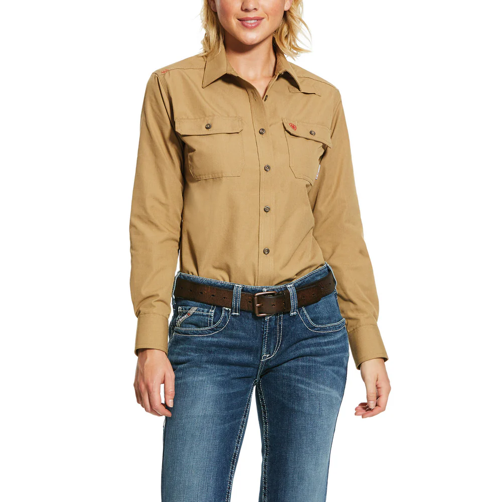 FEATHERLIGHT FR LONG SLEEVE WORK SHIRT - 250-Beige/Khaki | Ariat 10030336