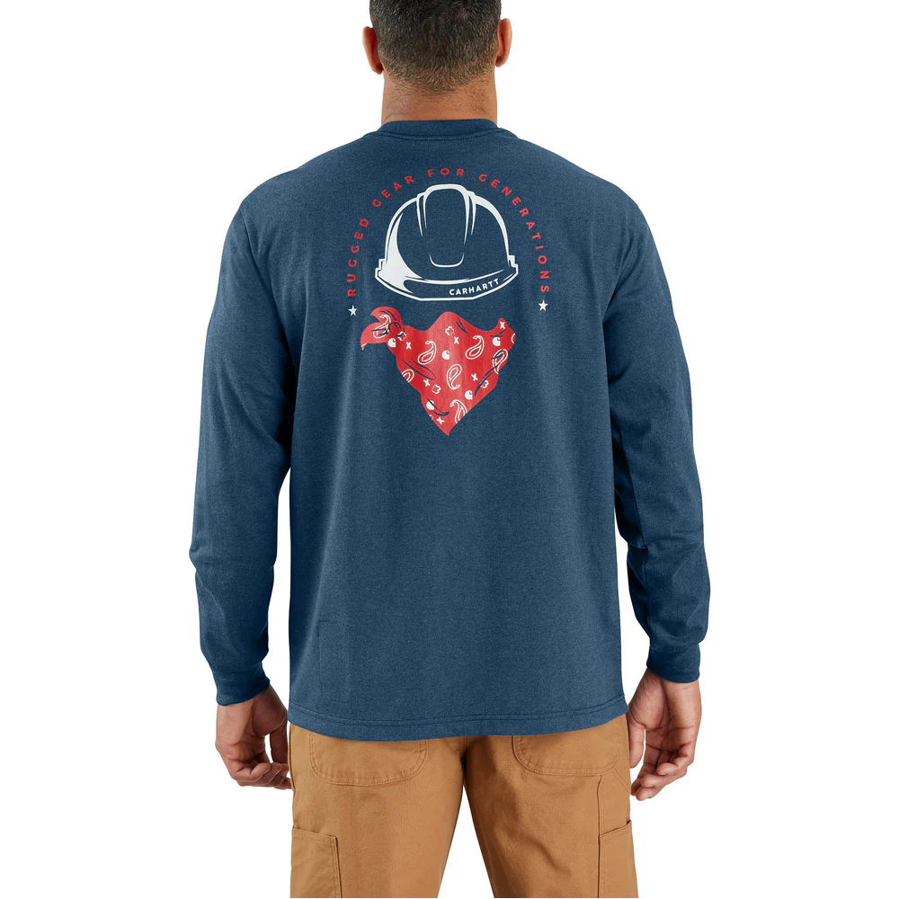 Flame Resistant Force Loose Fit Lightweight Long-Sleeve Bandana Graphic T-Shirt - I18-Dark Blue Heather | Carhartt 106935
