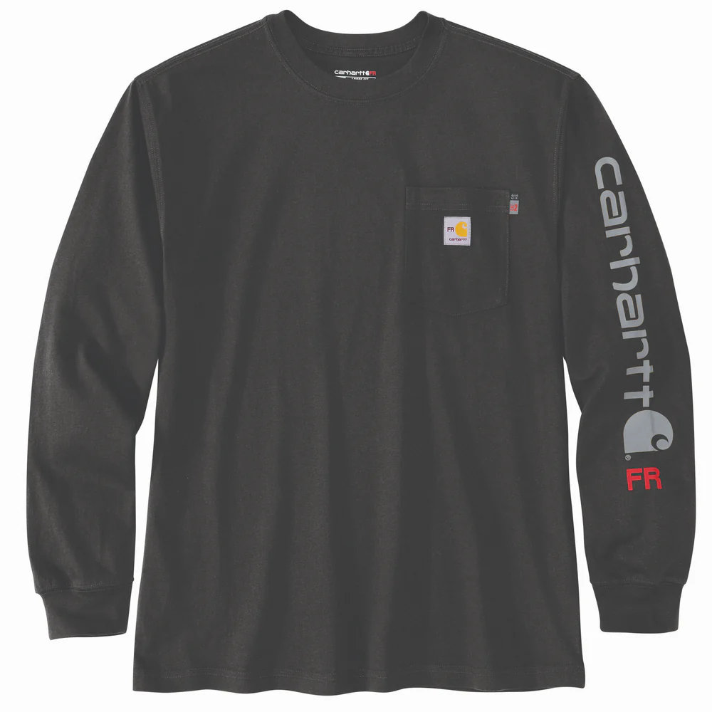 Flame Resistant Force Loose Fit Lightweight Long-Sleeve Logo Graphic T-Shirt - BLK-Black | Carhartt 104130