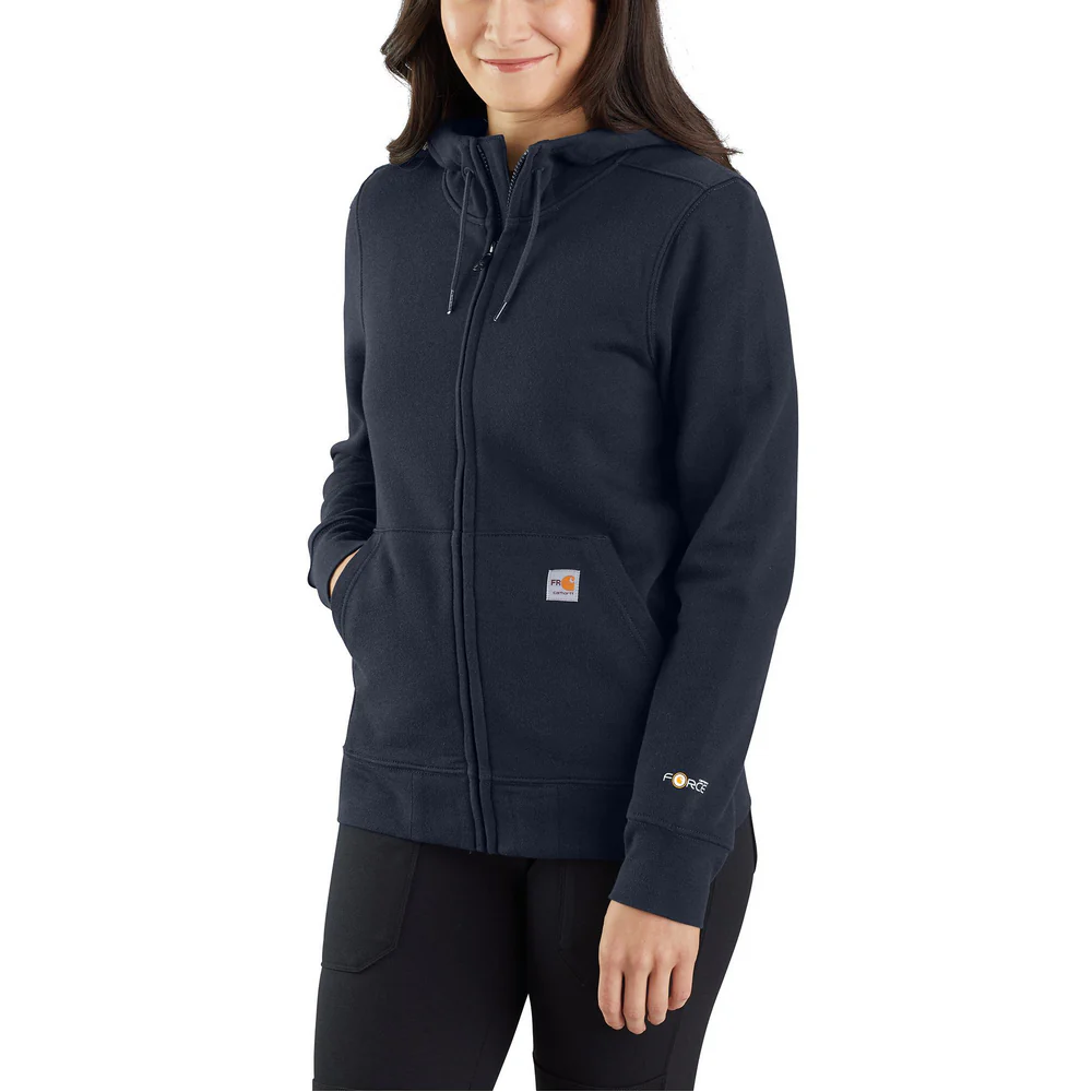 Flame Resistant Force Relaxed Fit Midweight Zip-Front Sweatshirt - I26-Navy | Carhartt 105284 - Image 2