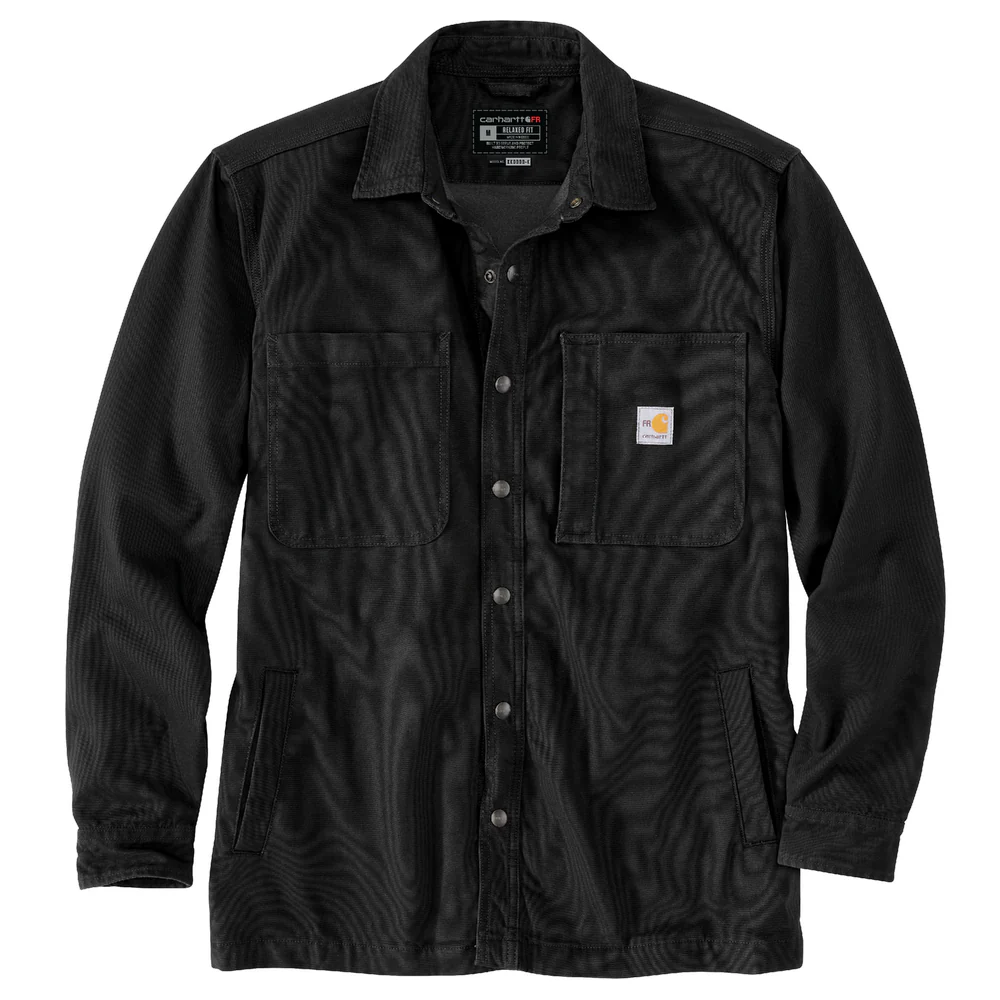 Flame Resistant Rugged Flex Canvas Shirt Jac - N04-Black | Carhartt 105978