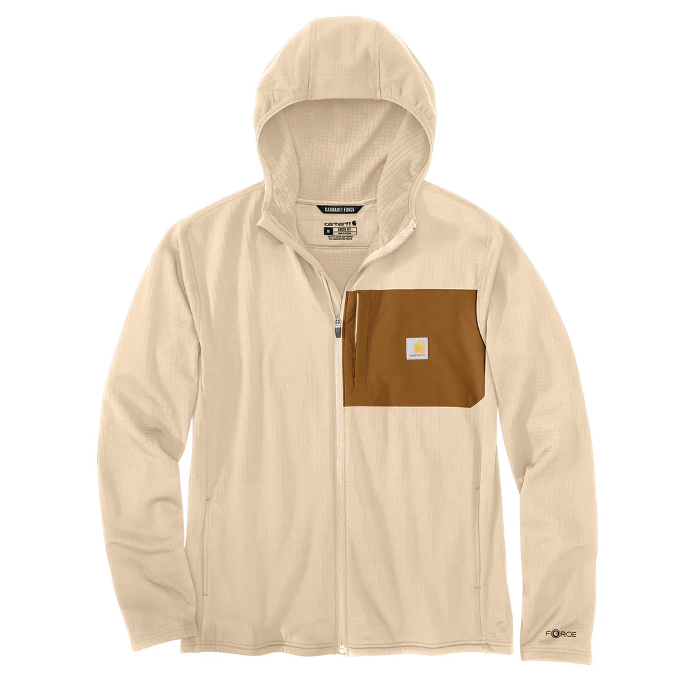 Force Relaxed Fit Full-Zip Long-Sleeve Hooded T-Shirt - A16-Oat Milk | Carhartt 106625