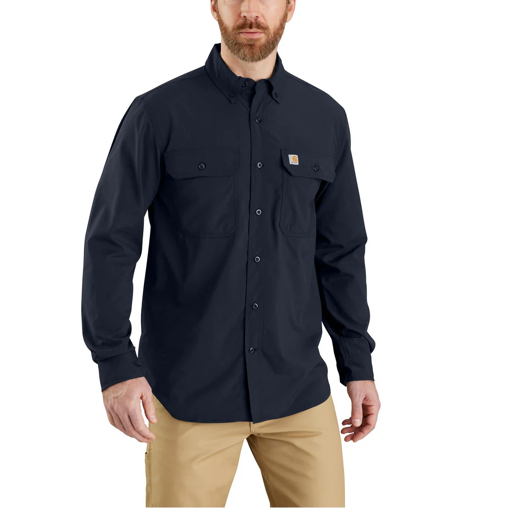 Force Relaxed Fit Lightweight Long- Sleeve Shirt - I26-Navy | Carhartt 105291 - Image 2