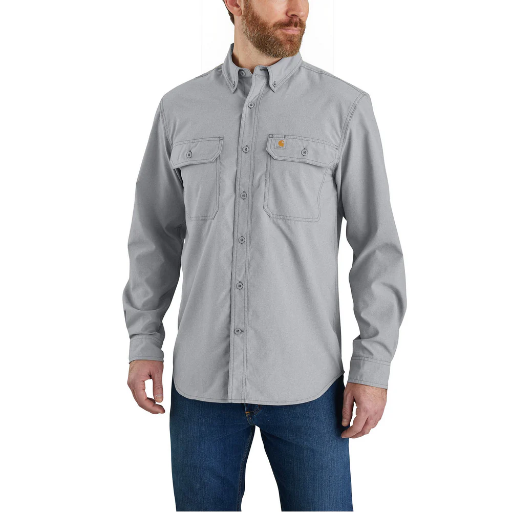 Force Relaxed Fit Lightweight Long- Sleeve Shirt - STL-Steel | Carhartt 105291 - Image 2