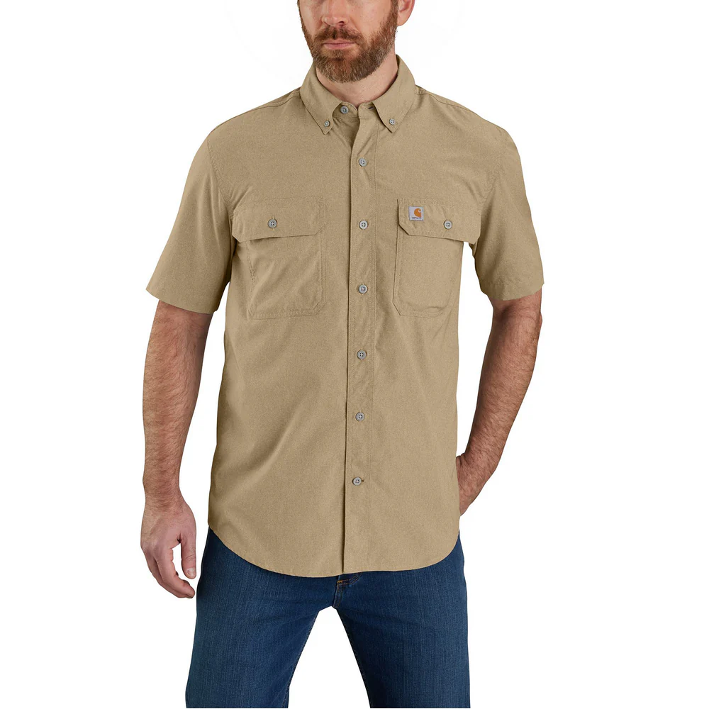 Force Relaxed Fit Lightweight Short-Sleeve Shirt - DKH-Dark Khaki | Carhartt 105292 - Image 2