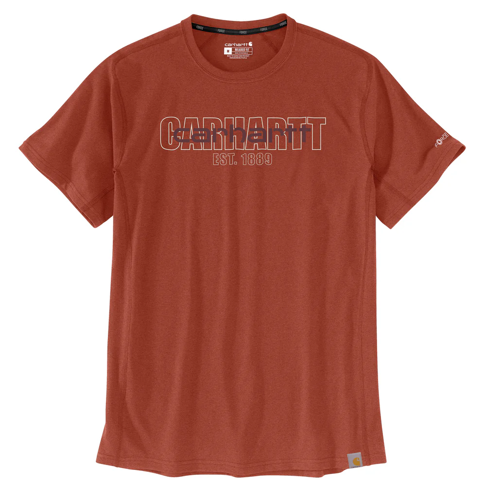 Force Relaxed Fit Midweight Short-Sleeve Logo Graphic T-Shirt - RB6-Saddle Red Heather | Carhartt 106653