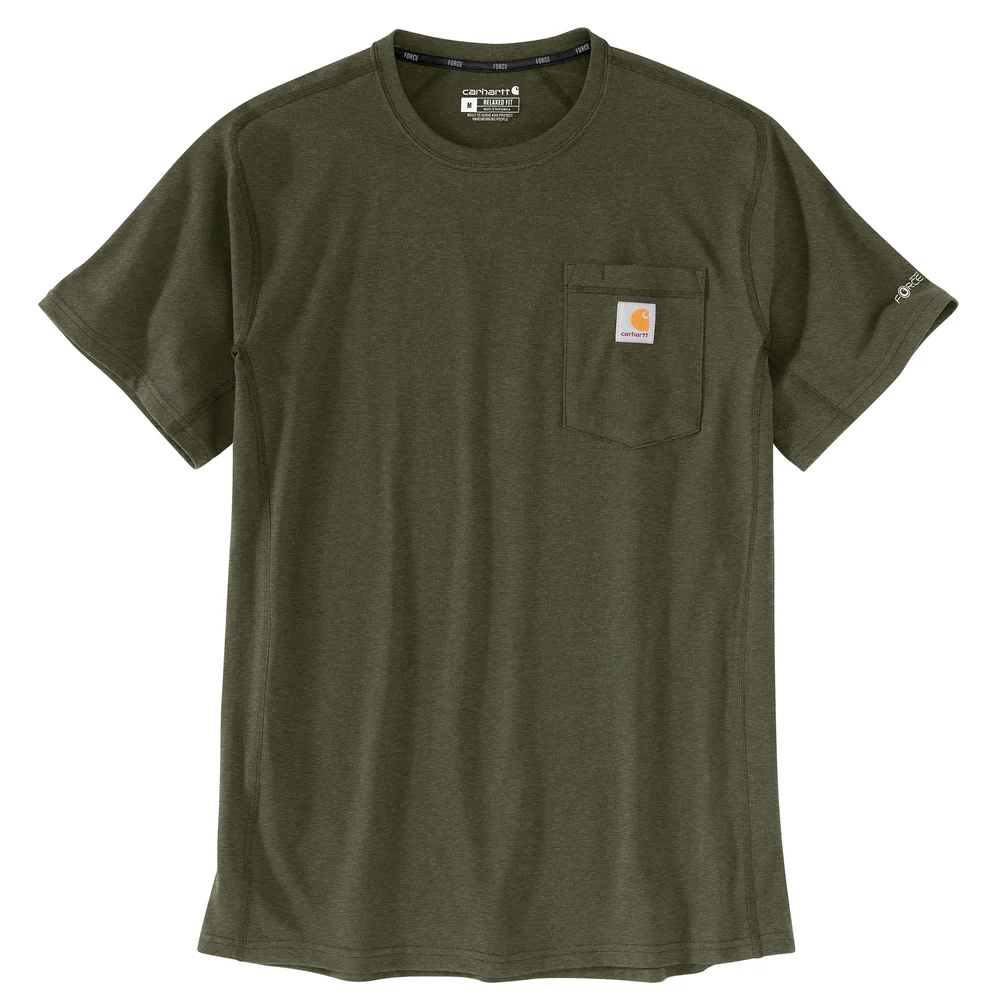 Force Relaxed Fit Midweight Short-Sleeve Pocket T-Shirt - G73-Basil Heather | Carhartt 106652 - Image 2