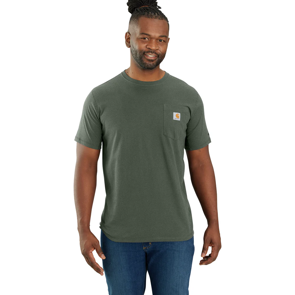 Force Relaxed Fit Midweight Short-Sleeve Pocket T-Shirt - GI6-Forestry Green Heather | Carhartt 106652