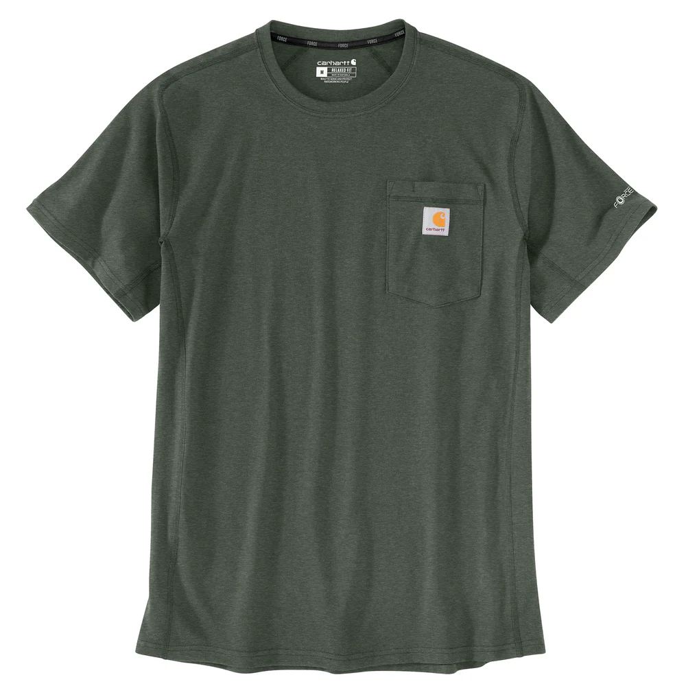 Force Relaxed Fit Midweight Short-Sleeve Pocket T-Shirt - GI6-Forestry Green Heather | Carhartt 106652 - Image 2