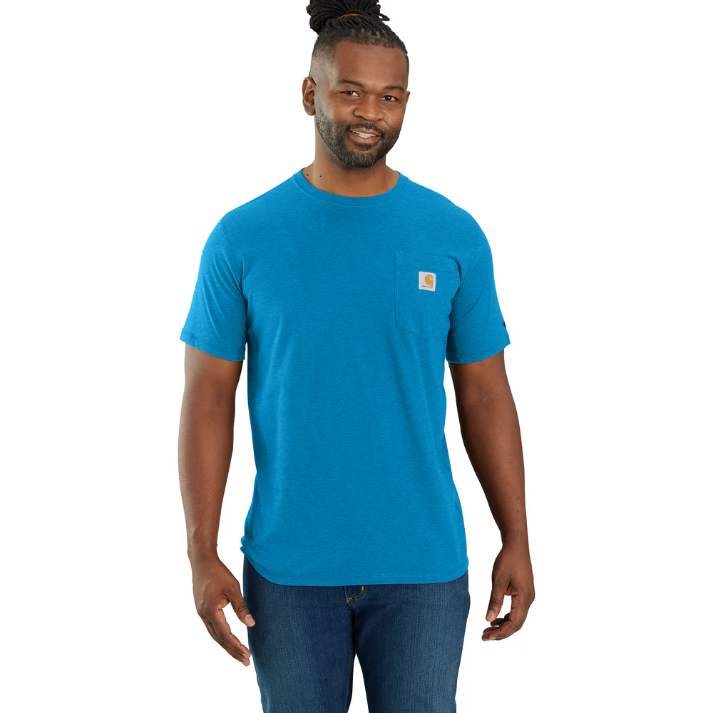 Force Relaxed Fit Midweight Short-Sleeve Pocket T-Shirt - HL5-Engineer Blue Heather | Carhartt 106652