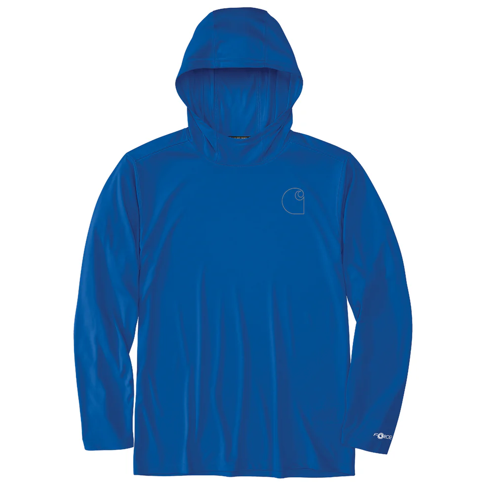 Force Sun Defender™ Lightweight Long-Sleeve Hooded Logo Graphic T-Shirt - HG8-Beacon Blue | Carhartt 106165 - Image 2