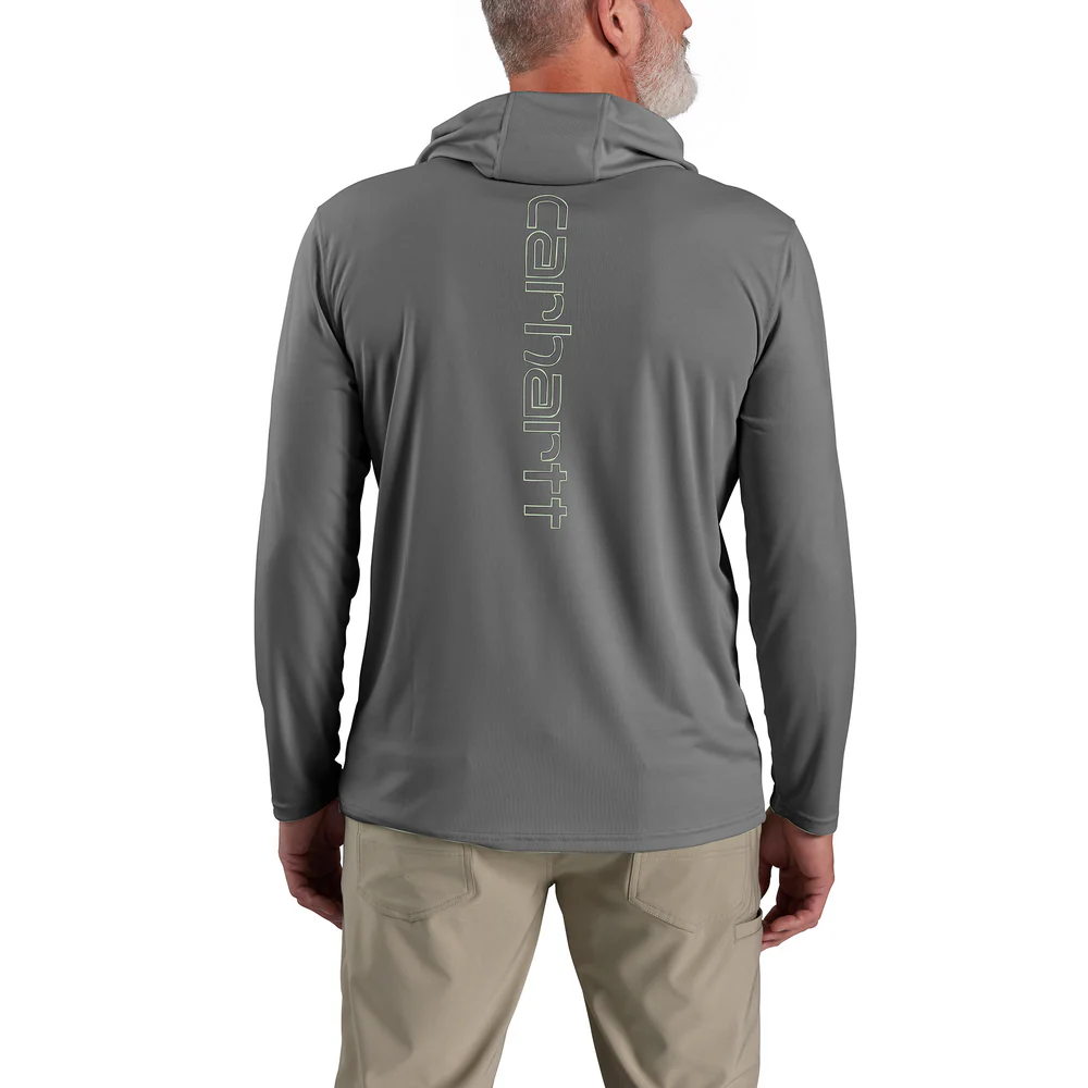 Force Sun Defender™ Lightweight Long-Sleeve Hooded Logo Graphic T-Shirt - STL-Steel | Carhartt 106165