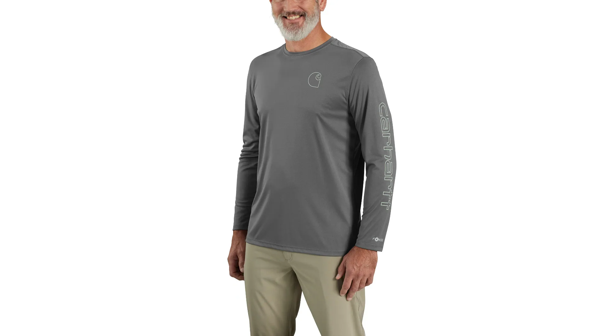 Force Sun Defender™ Lightweight Long-Sleeve Logo Graphic T-Shirt - STL-Steel | Carhartt 106164
