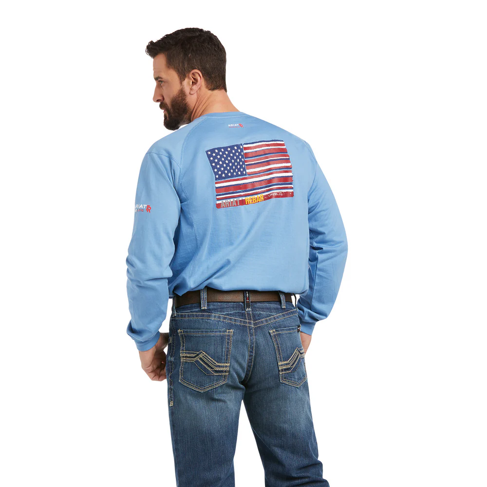 FR AIR BRAND FLAG GRAPHIC LONG-SLEEVE SHIRT - 400-Blue | Ariat 10037622