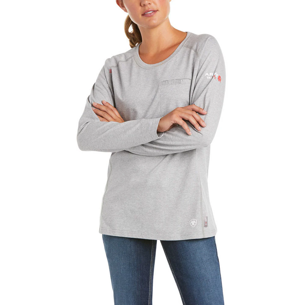 FR AIR DESERT SKULL GRAPHIC LONG-SLEEVE T-SHIRT - 020-Gray | Ariat 10035553 - Image 2