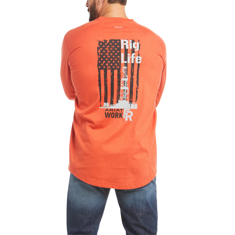 FR AIR RIG LIFE GRAPHIC LONG-SLEEVE TEE - 800-Orange | Ariat 10035508