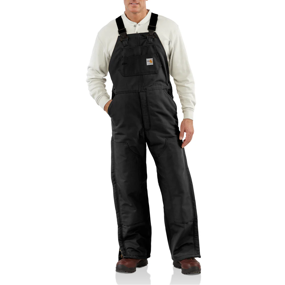 FR DUCK BIB LINED OVERALL - 001-Black | Carhartt 101626