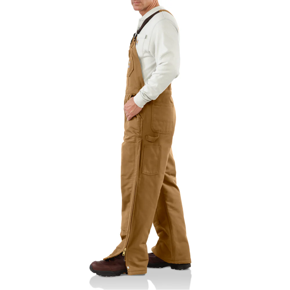 FR DUCK BIB LINED OVERALL - 211-Carhartt Brown | Carhartt 101626 - Image 4
