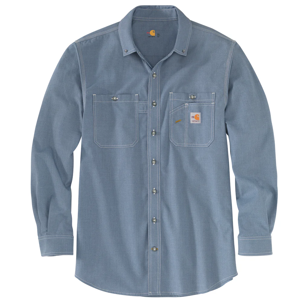 FR FORCE ORIGINAL FIT LONG SLEEVE SHIRT - 437-Steel Blue | Carhartt 104138 - Image 2