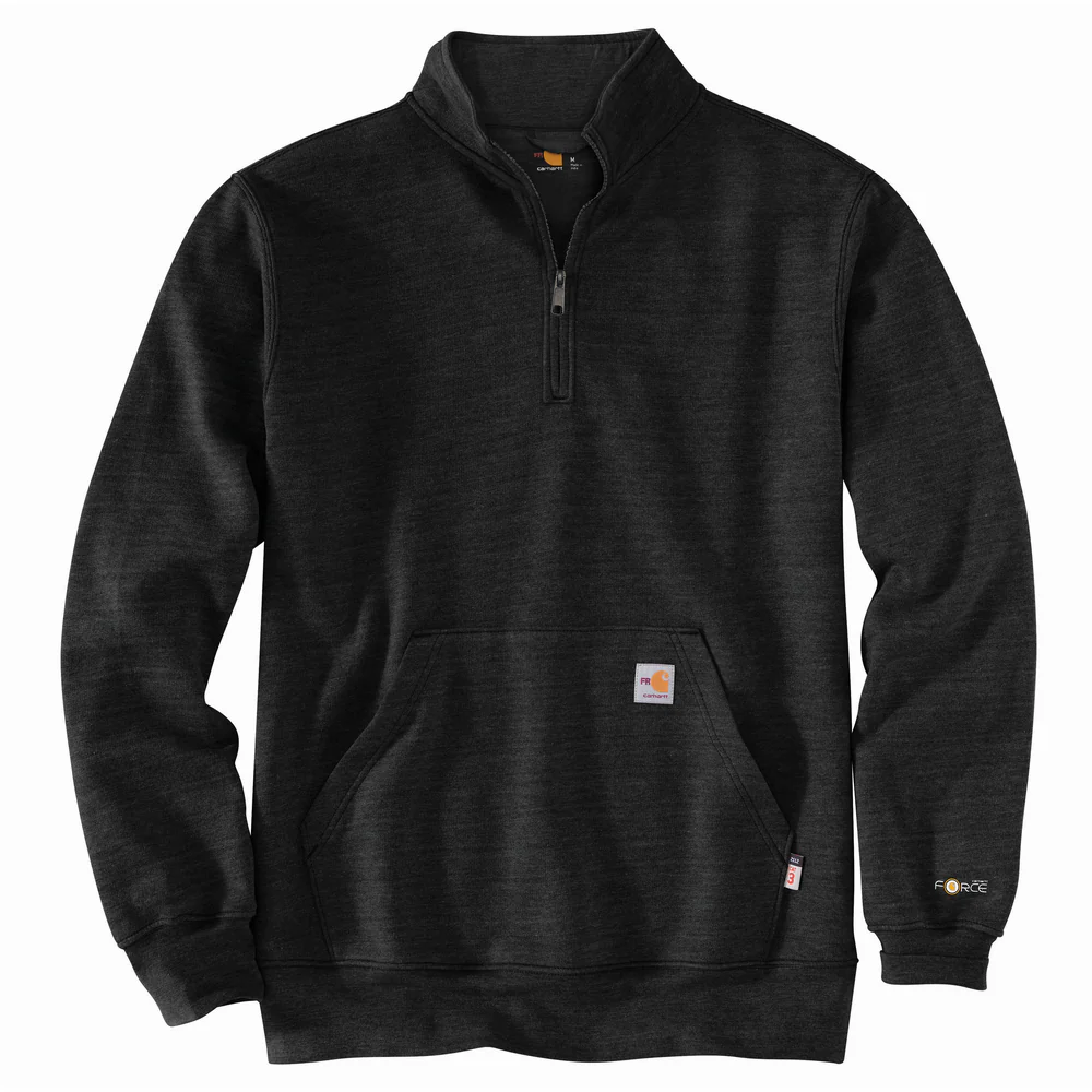 FR FORCE ORIGINAL FIT MIDWEIGHT MOCK SWEATSHIRT - 013-Black Heather | Carhartt 105028