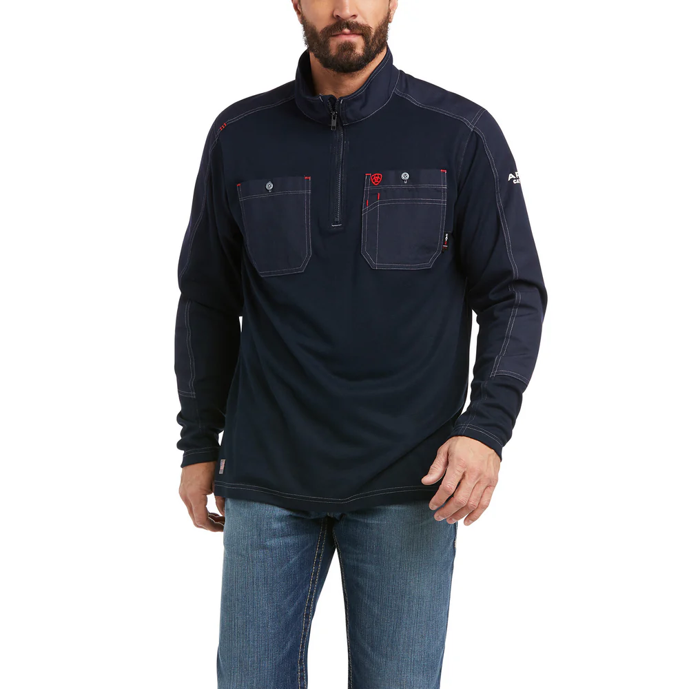 FR HYBRID 1/4 ZIP LONG-SLEEVE WORK SHIRT - 410-Navy | Ariat 10035378