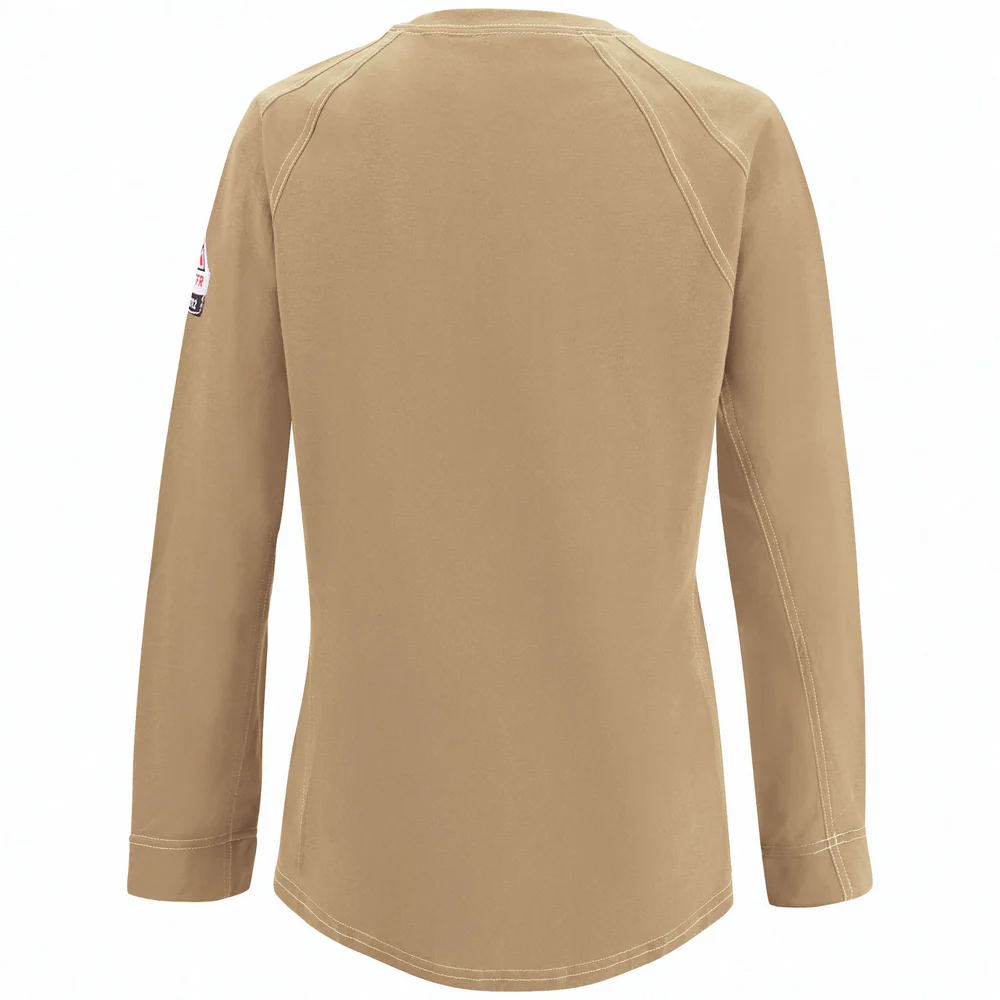 FR IQ SERIES COMFORT KNIT LONG SLEEVE T-SHIRT - KH-Khaki | Bulwark QT31 - Image 2