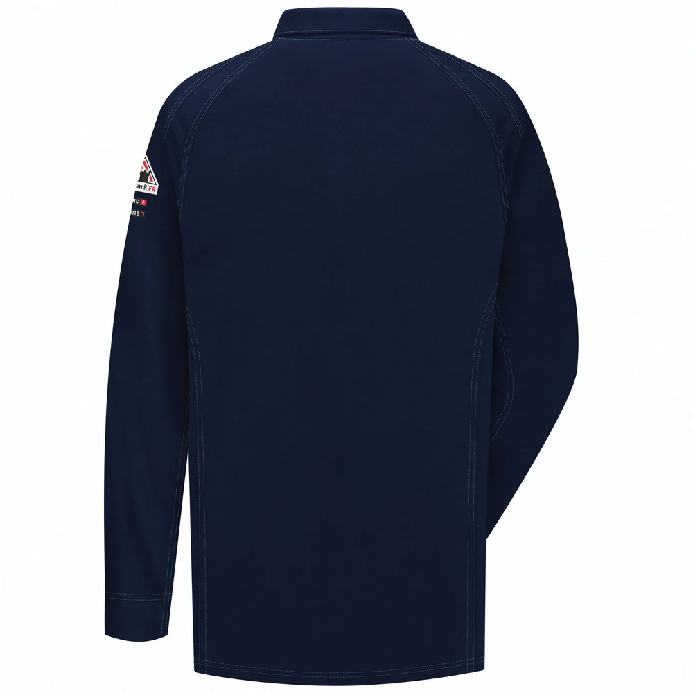 FR IQ SERIES LONG SLEEVE POLO - DB-Dark Blue | Bulwark QT12 - Image 2