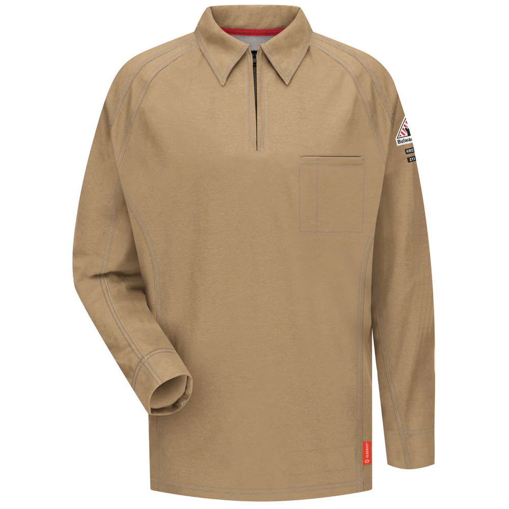 FR IQ SERIES LONG SLEEVE POLO - KH-Khaki | Bulwark QT12