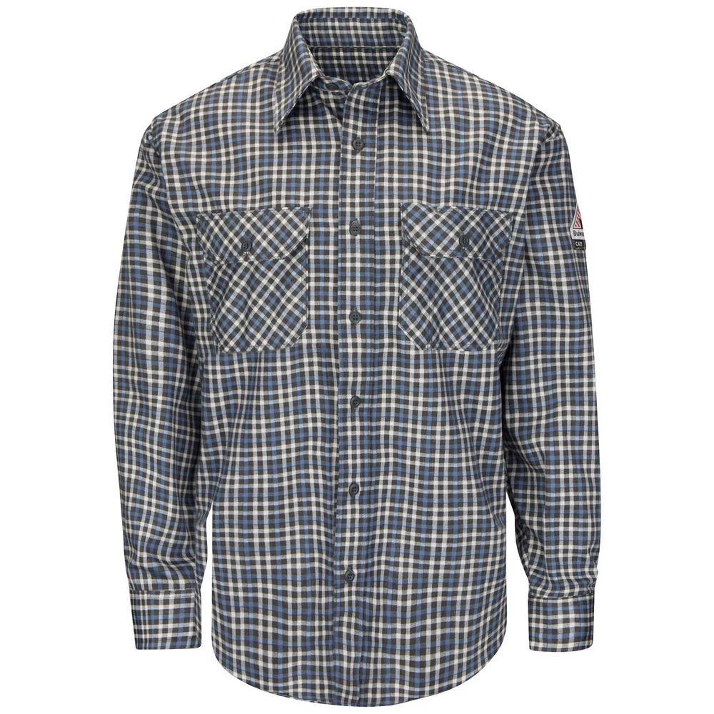 FR LIGHTWEIGHT PLAID UNIFORM SHIRT - GB-Grey Blue Plaid | Bulwark SLD6