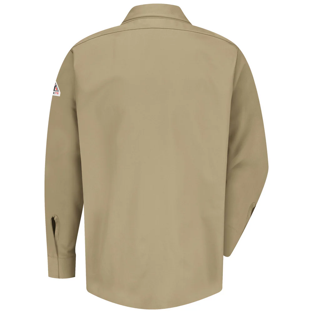 FR MIDWEIGHT GRIPPER-FRONT POCKETLESS WORK SHIRT - KH-Khaki | Bulwark SLS2 - Image 2
