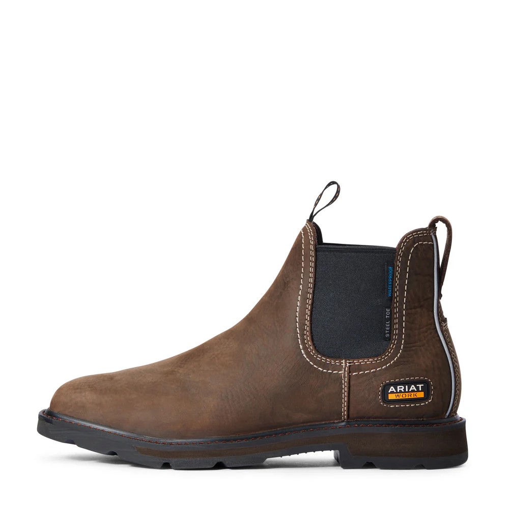 GROUNDBREAKER CHELSEA H2O WIDE SQUARE STEEL TOE BOOT - 200-Brown | Ariat 10034148 - Image 3