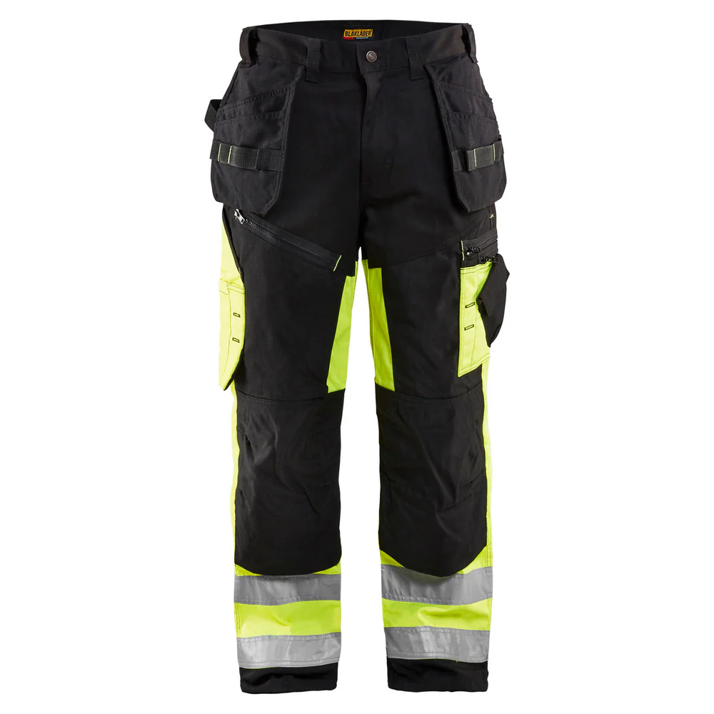 HI-VIS X1600 WORK PANTS - 9933-Black/Hi-Vis Yellow | Blaklader 16091860