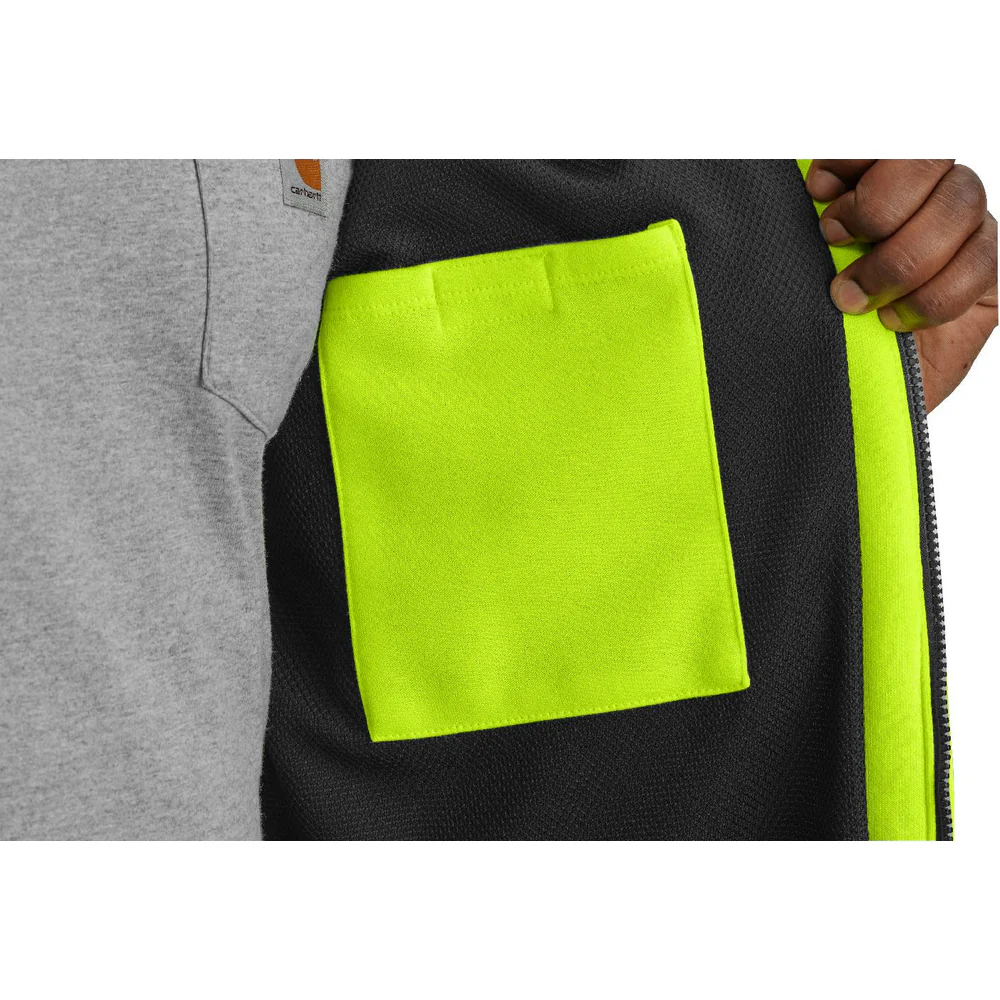 High-Visibility Rain Defender Loose Fit Midweight Thermal-Lined Full-Zip Class 3 Sweatshirt - BLM-Brite Lime | Carhartt 104988 - Image 5
