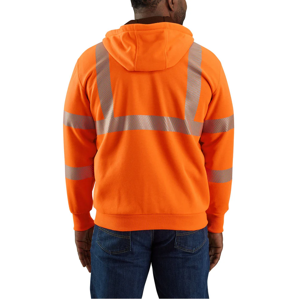 High-Visibility Rain Defender Loose Fit Midweight Thermal-Lined Full-Zip Class 3 Sweatshirt - BOG-Brite Orange | Carhartt 104988