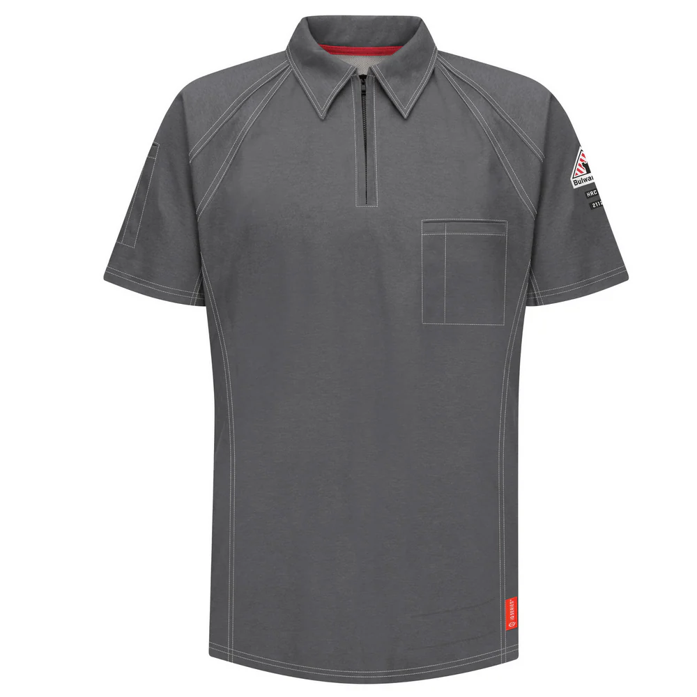 IQ SERIES COMFORT KNIT FR SHORT SLEEVE POLO - CH-Charcoal | Bulwark QT10