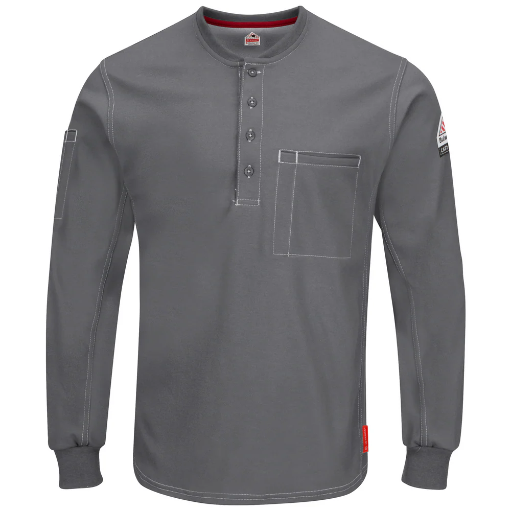 IQ SERIES COMFORT PLUS KNIT FR HENLEY - CH-Charcoal | Bulwark QT40