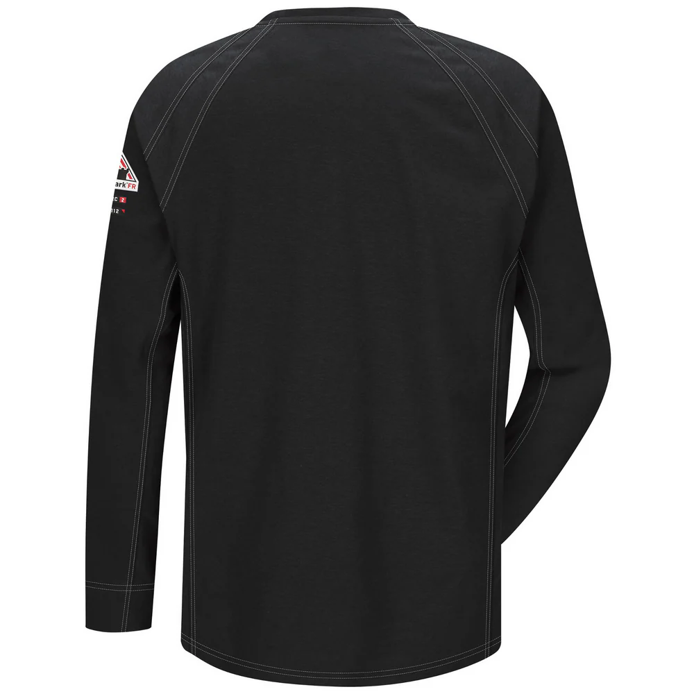 IQ SERIES FR LONG SLEEVE COMFORT KNIT T-SHIRT - BK-Black | Bulwark QT32 - Image 2