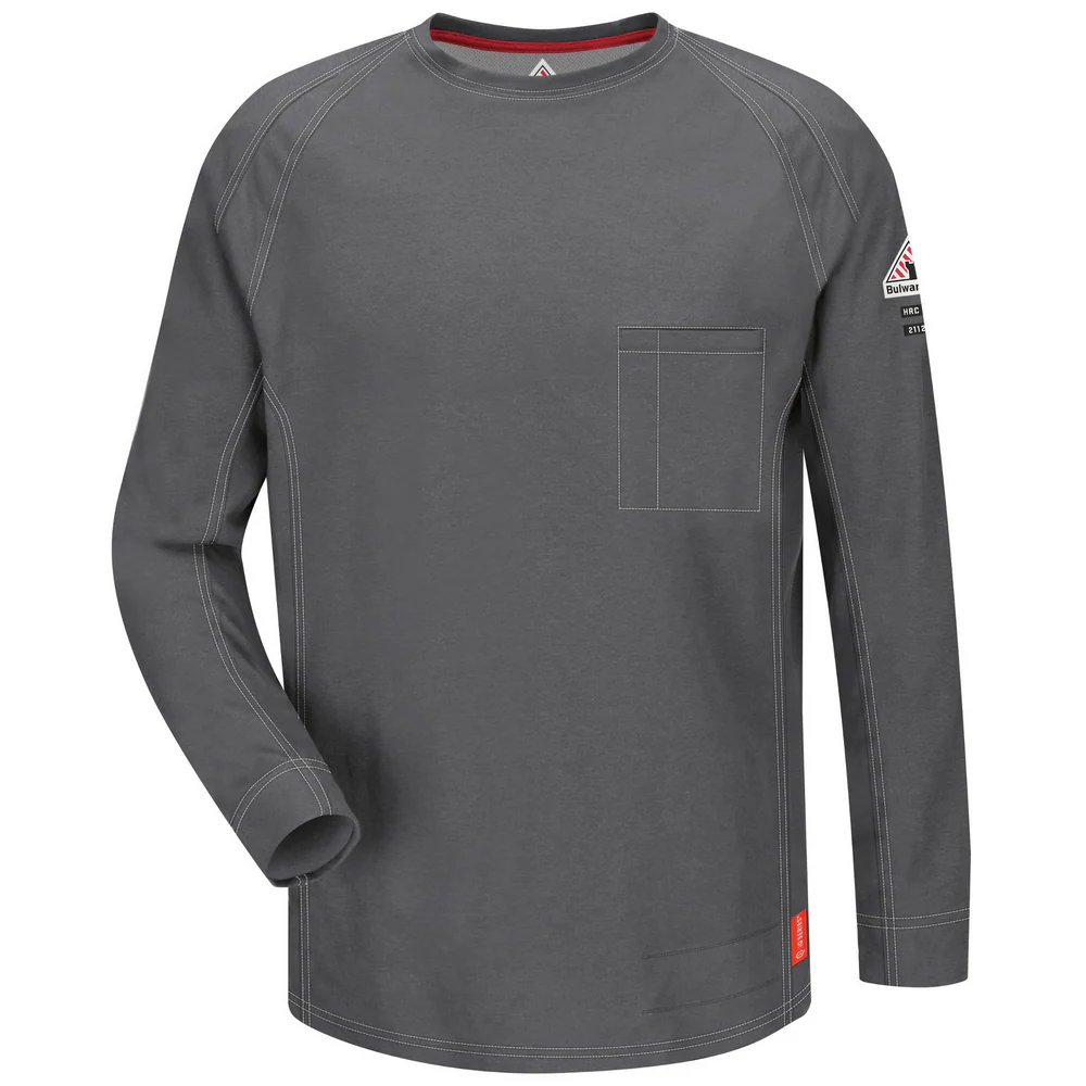 IQ SERIES FR LONG SLEEVE COMFORT KNIT T-SHIRT - CH-Charcoal | Bulwark QT32