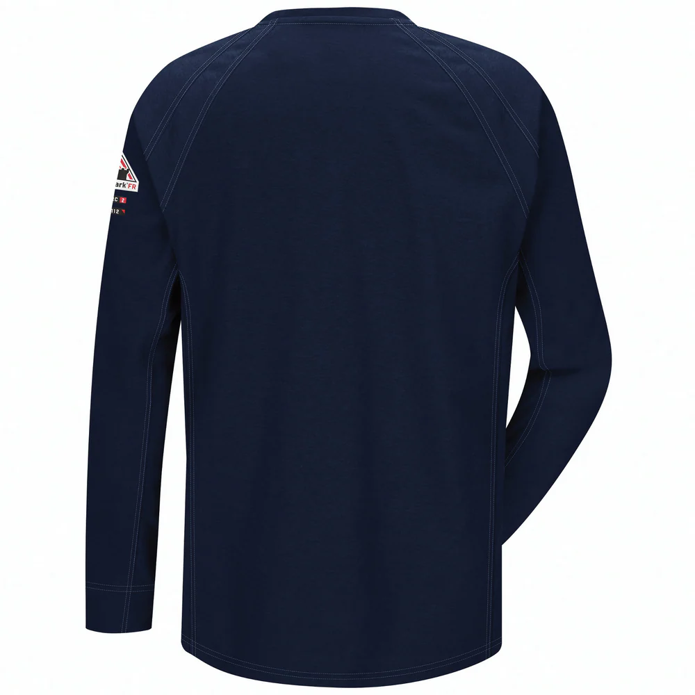 IQ SERIES FR LONG SLEEVE COMFORT KNIT T-SHIRT - DB-Dark Blue | Bulwark QT32 - Image 2