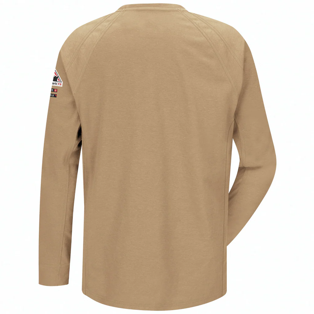 IQ SERIES FR LONG SLEEVE COMFORT KNIT T-SHIRT - KH-Khaki | Bulwark QT32 - Image 2
