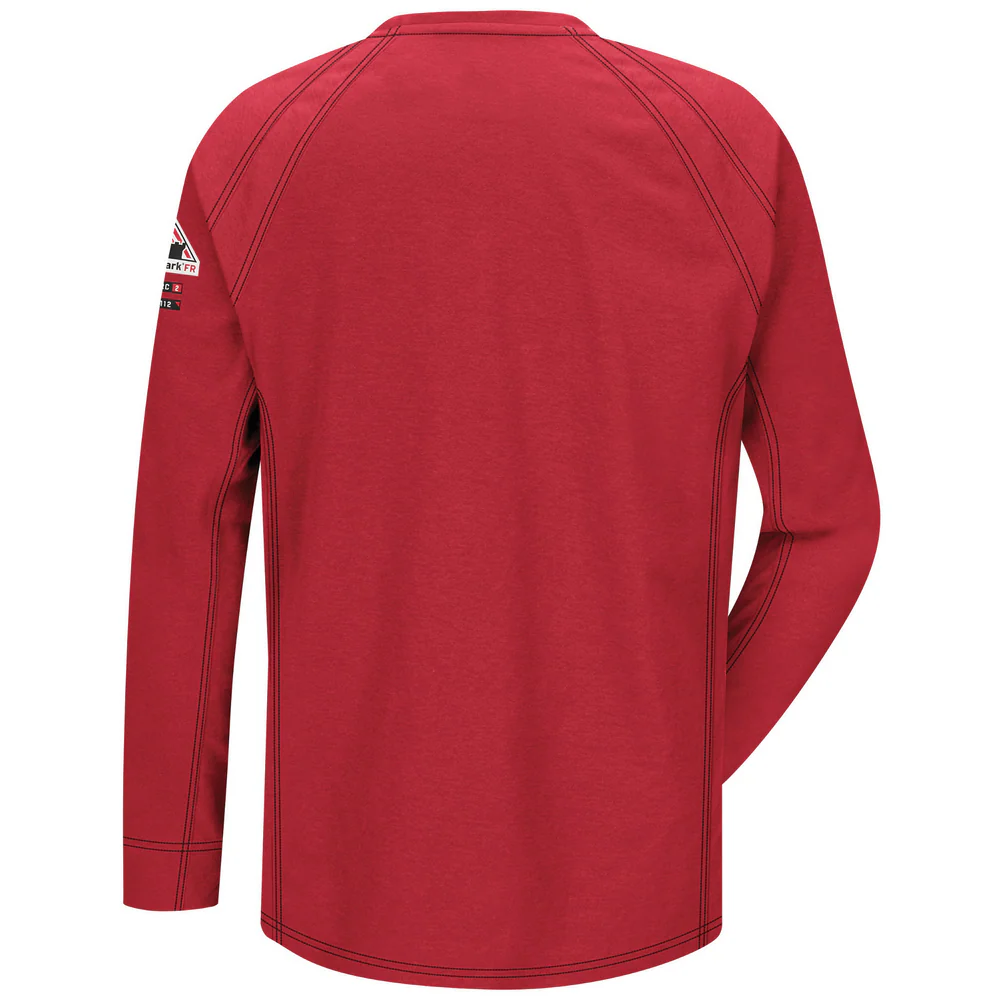 IQ SERIES FR LONG SLEEVE COMFORT KNIT T-SHIRT - RD-Red | Bulwark QT32 - Image 2